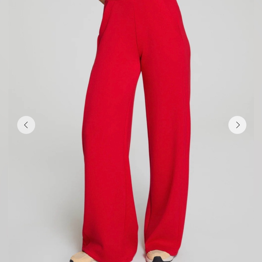 Spanx Wide Leg Track Pant RED Sz Small Petite length